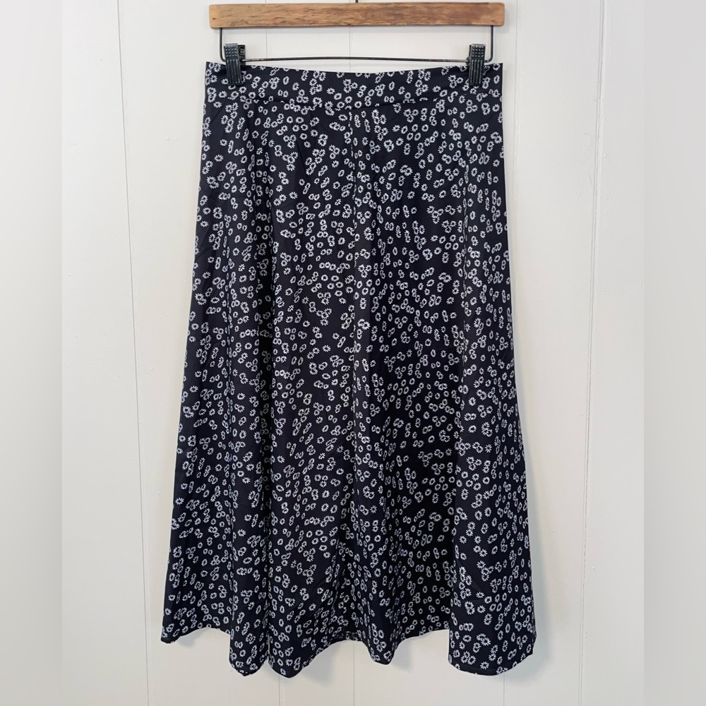 Women’s Floral Print High Waist Split Hem Midi A-Line Skirt - Picture 2 of 8
